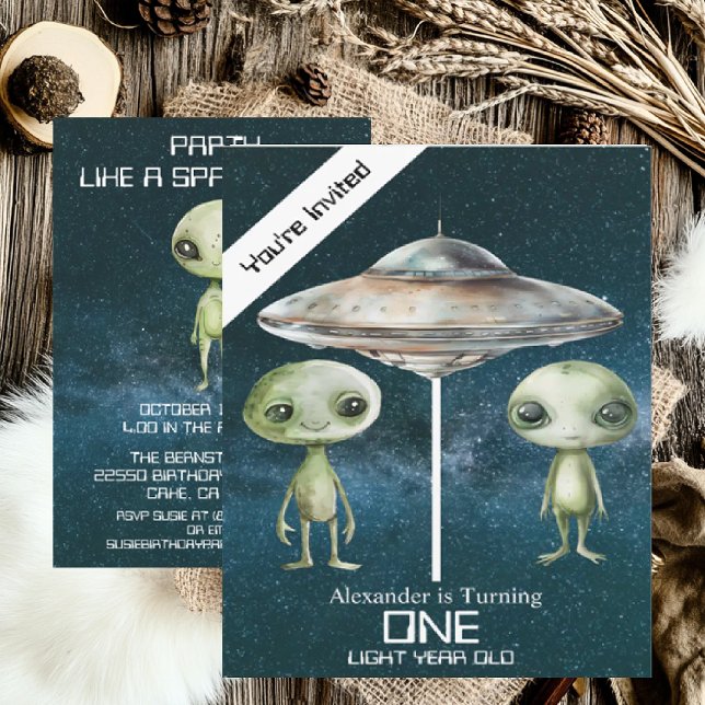 Invitation Fête d'anniversaire d'Alien de l'Espace à âge pers (Créateur téléchargé)