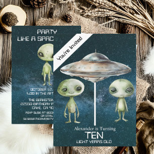 Invitation Fête d'anniversaire d'alien de l'espace extra-atmo