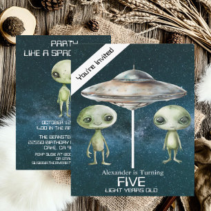 Invitation Fête d'anniversaire d'alien de l'espace extra-atmo