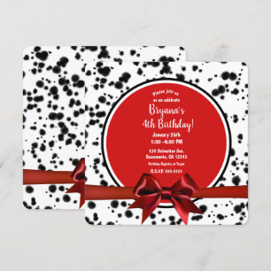 Invitation Fête d'anniversaire Dalmatien Taches Noire Blanche