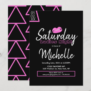 Invitation Fête d'anniversaire Dames Rose Lèvres noires