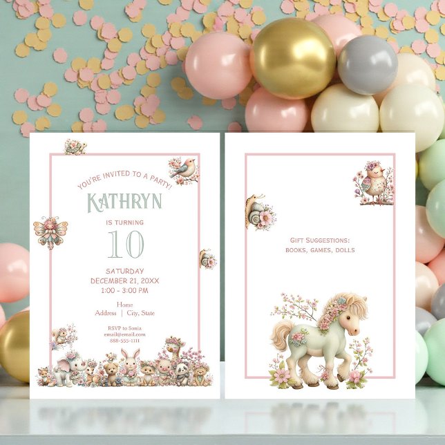 Invitation Fête d'anniversaire d'animal Boho mignon (Créateur téléchargé)