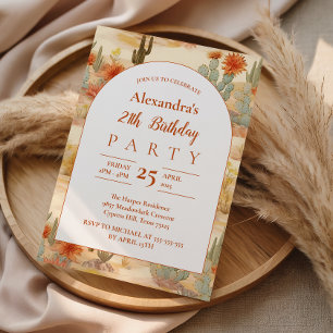 Invitation Fête d'anniversaire dans le désert de terre cuite