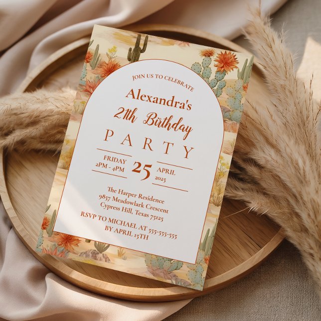 Invitation Fête d'anniversaire dans le désert de terre cuite (Créateur téléchargé)