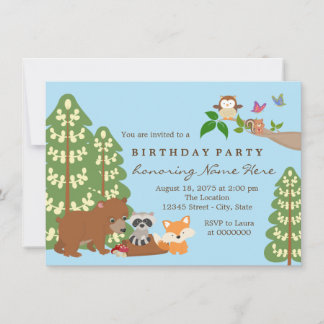 Invitation Fête d'anniversaire dans les bois pour enfants