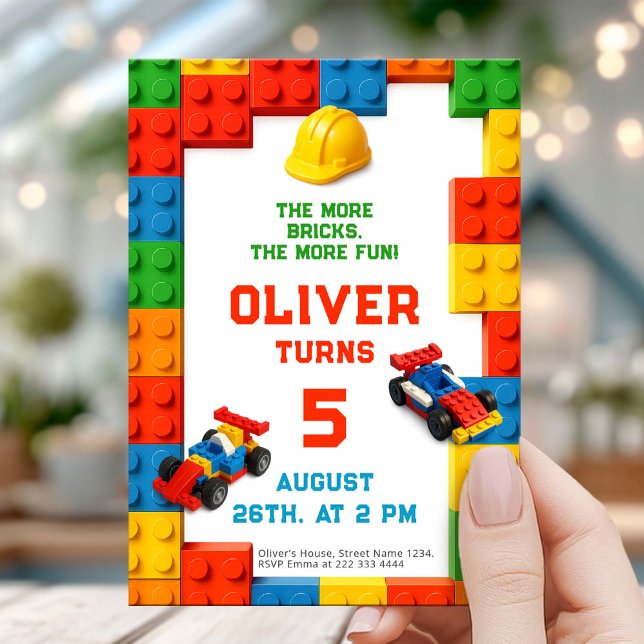 Invitation Fête d'anniversaire dans un bâtiment en briques co (Créateur téléchargé)