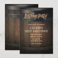 Fête d'anniversaire dans un tonneau en bois rustiq