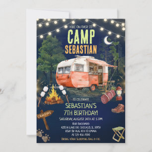 Invitation Fête d'anniversaire dans une remorque de camping v