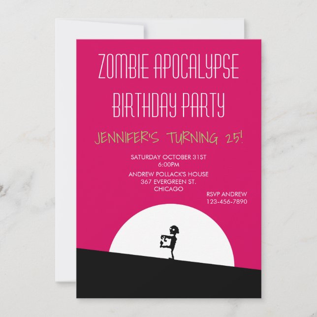 Invitation Fête d'anniversaire d'apocalypse zombie (Devant)