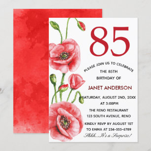 Invitation Fête d'anniversaire d'aquarelle de pavot de la