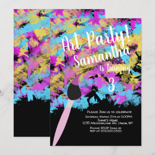 Invitation Fête d'anniversaire d'art abstrait Splash