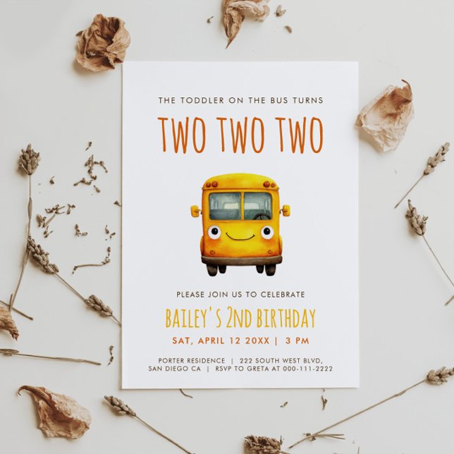 Invitation Fête d'anniversaire d'autobus scolaire (Créateur téléchargé)
