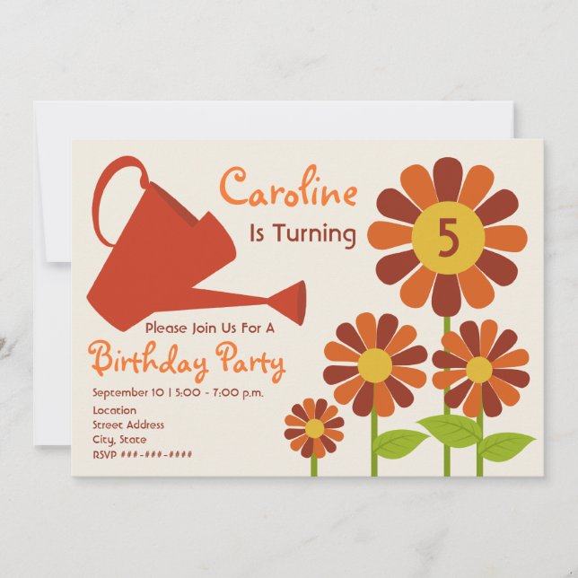 Invitation Fête d'anniversaire d'automne - Jardin fleuri et c (Devant)