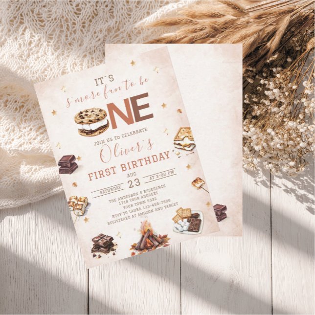 Invitation Fête d'anniversaire d'automne S'more aquarelle à a (Créateur téléchargé)