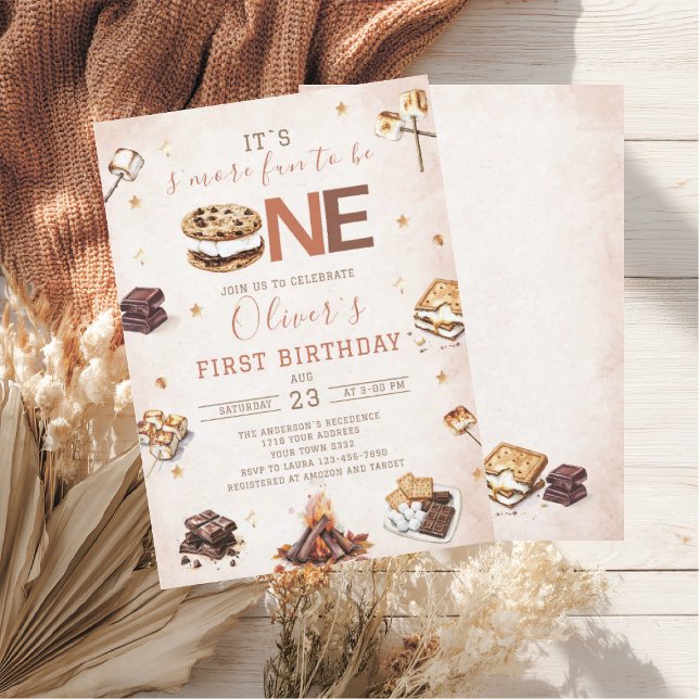 Invitation Fête d'anniversaire d'automne S'more aquarelle à a (Créateur téléchargé)