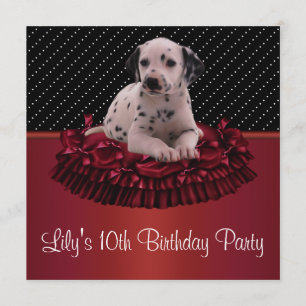 Invitation Fête d'anniversaire de 10 ans pour filles au chiot