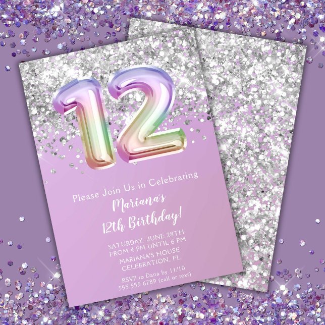 Invitation Fête d'anniversaire de 12 ans de Rainbow Sparkle G (Créateur téléchargé)