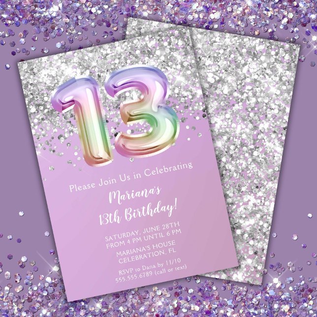 Invitation Fête d'anniversaire de 13 ans de Rainbow Sparkle G (Créateur téléchargé)
