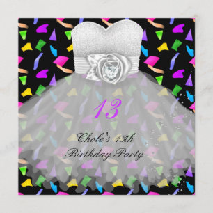 Invitation Fête d'anniversaire de 13 ans pour filles 13 ans a