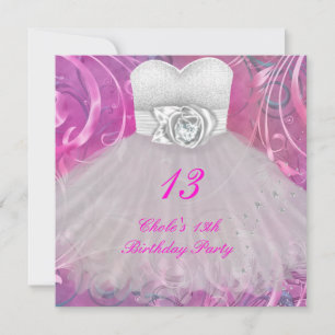 Invitation Fête d'anniversaire de 13 ans pour filles 13 ans a