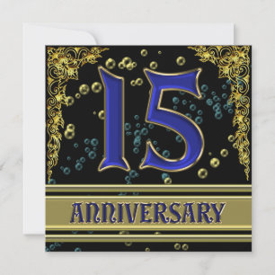 Invitation Fête d'anniversaire de 15 ans Black and Gold