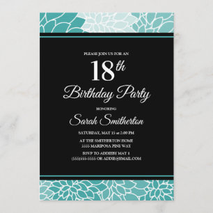 Invitation Fête d'anniversaire de 18 ans sur le thème floral