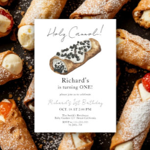 Invitation Fête d'anniversaire de 1 an Cannoli à l'aquarelle