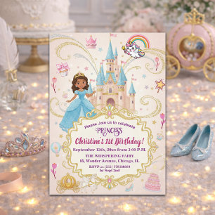 Invitation Fête d'anniversaire de 1 an Château de Conte de Fé