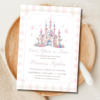 Invitation Fête d'anniversaire de 1 an Château Princesse pour