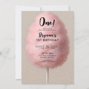Invitation Fête d'anniversaire de 1 an Confetti Or Guimaupe R