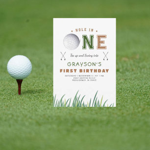 Invitation Fête d'anniversaire de 1 an de Golf Hole-in-One
