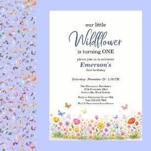 Invitation Fête d'anniversaire de 1 an de la petite fleur sau