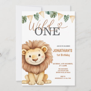 Invitation Fête d'anniversaire de 1 an de Lion Wild One