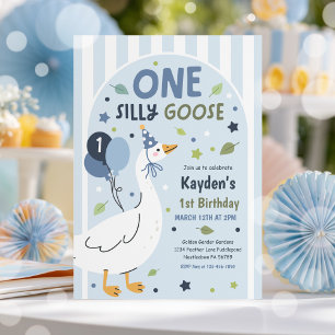 Invitation Fête d'anniversaire de 1 an de One Silly Goose Ann