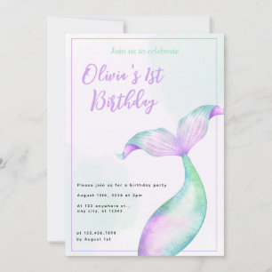 Invitation Fête d'anniversaire de 1 an de sirène