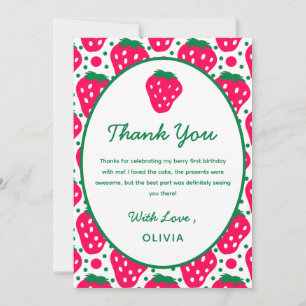 Invitation Fête d'anniversaire de 1 an de Strawberry Girl