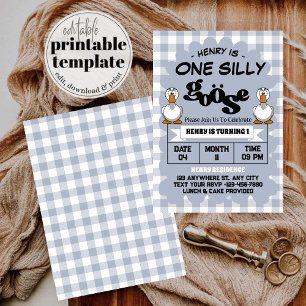 Invitation Fête d'anniversaire de 1 an d'un garçon drôle et m