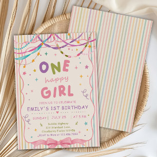Invitation Fête d'anniversaire de 1 an d'une fille heureuse m