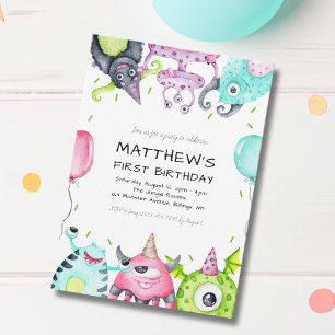 Invitation Fête d'anniversaire de 1 an pour enfants avec des 
