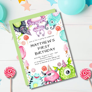 Invitation Fête d'anniversaire de 1 an pour enfants avec des 