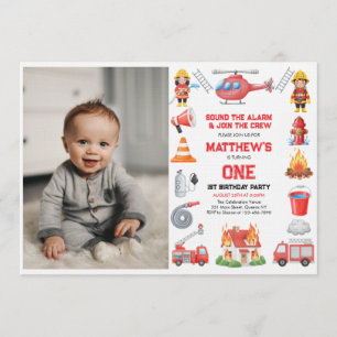 Invitation Fête d'anniversaire de 1 an pour garçon aux camion