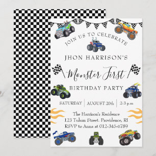 Invitation Fête d'anniversaire de 1 an pour garçon Monster Ca