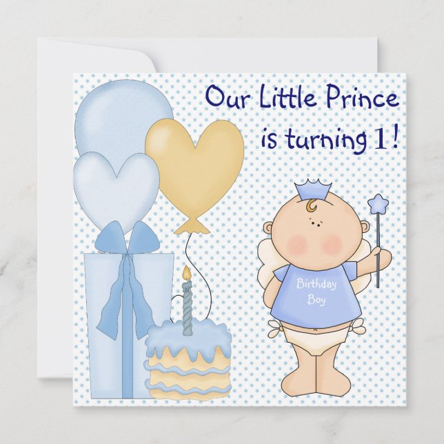 Invitation Fête d'anniversaire de 1 an pour garçon Petit Prin (Devant)