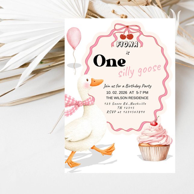 Invitation Fête d'anniversaire de 1 an pour une douce fille,  (Créateur téléchargé)