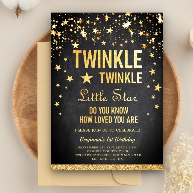 Invitation Fête d'anniversaire de 1 an Twinkle Twinkle Little (Créateur téléchargé)