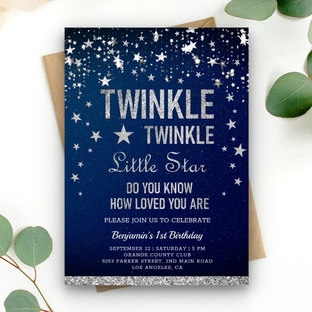 Invitation Fête d'anniversaire de 1 an Twinkle Twinkle Little (Créateur téléchargé)
