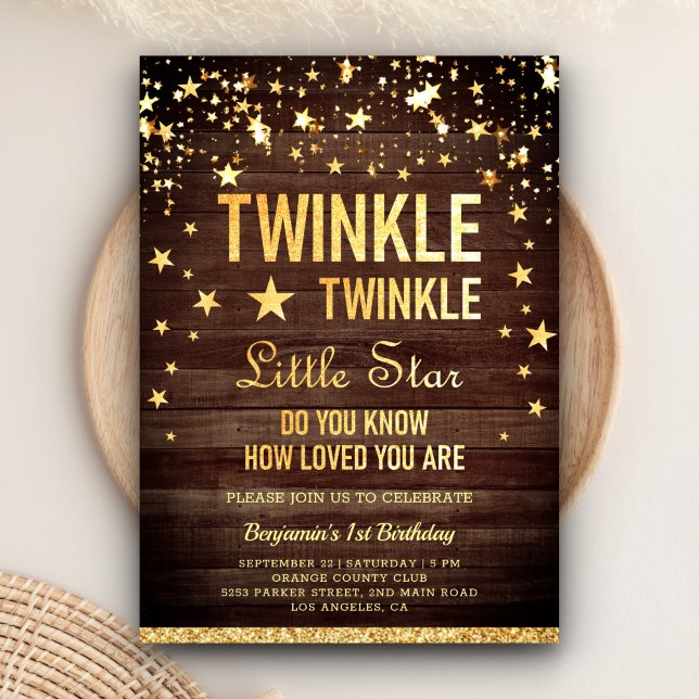 Invitation Fête d'anniversaire de 1 an Twinkle Twinkle Little (Créateur téléchargé)