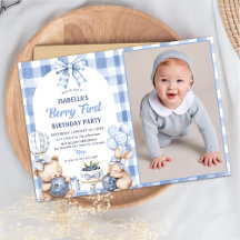 Fête d'anniversaire de 1 an Watercolor Blueberry P