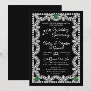 Invitation Fête d'anniversaire de 20 ans de mariage Émeraude