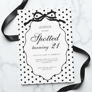 Invitation Fête d'anniversaire de 21 ans chic à pois